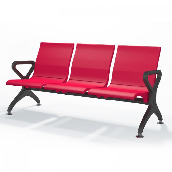 tandem waiting chair with steel structure, molded PU padding 510Y